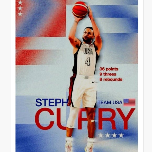 STEPHEN CURRY 2024 USA VS SERBIA 36 POINT PERFORMANCE 8.5x11 GLOSSY POSTER SET! - Picture 3 of 5